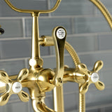 Aqua Vintage Three-Handle 2-Hole Deck-Mount Clawfoot Tub Faucet with Hand Shower