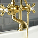 Aqua Vintage Three-Handle 2-Hole Deck-Mount Clawfoot Tub Faucet with Hand Shower