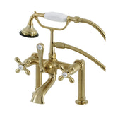 Aqua Vintage Three-Handle 2-Hole Deck-Mount Clawfoot Tub Faucet with Hand Shower