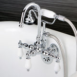 Aqua Vintage Three-Handle 2-Hole Tub Wall Mount Clawfoot Tub Faucet with Hand Shower