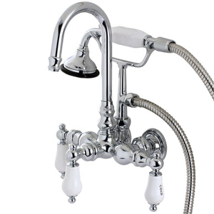 Aqua Vintage Three-Handle 2-Hole Tub Wall Mount Clawfoot Tub Faucet with Hand Shower