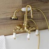 Aqua Vintage Three-Handle 2-Hole Tub Wall Mount Clawfoot Tub Faucet with Hand Shower