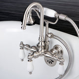 Aqua Vintage Three-Handle 2-Hole Tub Wall Mount Clawfoot Tub Faucet with Hand Shower