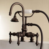 Aqua Vintage Three-Handle 2-Hole Deck Mount Clawfoot Tub Faucet with Hand Shower