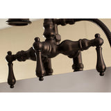 Aqua Vintage Three-Handle 2-Hole Deck Mount Clawfoot Tub Faucet with Hand Shower