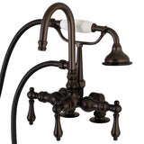 Aqua Vintage Three-Handle 2-Hole Deck Mount Clawfoot Tub Faucet with Hand Shower