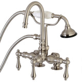 Aqua Vintage Three-Handle 2-Hole Deck Mount Clawfoot Tub Faucet with Hand Shower