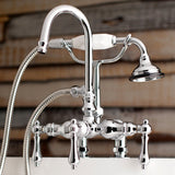 Aqua Vintage Three-Handle 2-Hole Deck Mount Clawfoot Tub Faucet with Hand Shower