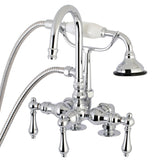 Aqua Vintage Three-Handle 2-Hole Deck Mount Clawfoot Tub Faucet with Hand Shower