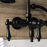 Aqua Vintage Three-Handle 2-Hole Tub Wall Mount Clawfoot Tub Faucet with Hand Shower