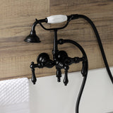 Aqua Vintage Three-Handle 2-Hole Tub Wall Mount Clawfoot Tub Faucet with Hand Shower