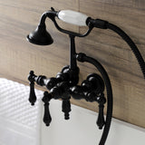 Aqua Vintage Three-Handle 2-Hole Tub Wall Mount Clawfoot Tub Faucet with Hand Shower