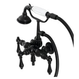 Aqua Vintage Three-Handle 2-Hole Tub Wall Mount Clawfoot Tub Faucet with Hand Shower