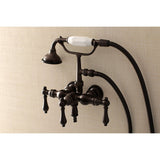 Aqua Vintage Three-Handle 2-Hole Tub Wall Mount Clawfoot Tub Faucet with Hand Shower