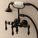 Aqua Vintage Three-Handle 2-Hole Tub Wall Mount Clawfoot Tub Faucet with Hand Shower