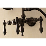 Aqua Vintage Three-Handle 2-Hole Tub Wall Mount Clawfoot Tub Faucet with Hand Shower