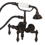 Aqua Vintage Three-Handle 2-Hole Tub Wall Mount Clawfoot Tub Faucet with Hand Shower