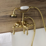 Aqua Vintage Three-Handle 2-Hole Tub Wall Mount Clawfoot Tub Faucet with Hand Shower