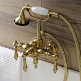 Aqua Vintage Three-Handle 2-Hole Tub Wall Mount Clawfoot Tub Faucet with Hand Shower