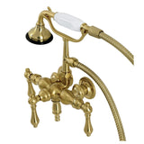 Aqua Vintage Three-Handle 2-Hole Tub Wall Mount Clawfoot Tub Faucet with Hand Shower