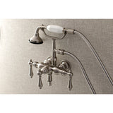 Aqua Vintage Three-Handle 2-Hole Tub Wall Mount Clawfoot Tub Faucet with Hand Shower