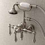 Aqua Vintage Three-Handle 2-Hole Tub Wall Mount Clawfoot Tub Faucet with Hand Shower