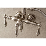 Aqua Vintage Three-Handle 2-Hole Tub Wall Mount Clawfoot Tub Faucet with Hand Shower