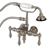 Aqua Vintage Three-Handle 2-Hole Tub Wall Mount Clawfoot Tub Faucet with Hand Shower