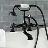 Aqua Vintage Three-Handle 2-Hole Deck Mount Clawfoot Tub Faucet with Hand Shower