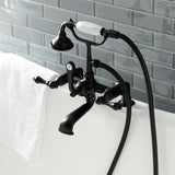 Aqua Vintage Three-Handle 2-Hole Deck Mount Clawfoot Tub Faucet with Hand Shower