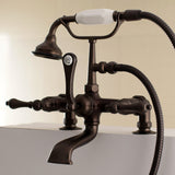 Aqua Vintage Three-Handle 2-Hole Deck Mount Clawfoot Tub Faucet with Hand Shower