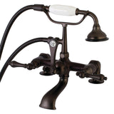 Aqua Vintage Three-Handle 2-Hole Deck Mount Clawfoot Tub Faucet with Hand Shower