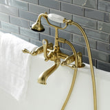 Aqua Vintage Three-Handle 2-Hole Deck Mount Clawfoot Tub Faucet with Hand Shower