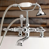 Aqua Vintage Three-Handle 2-Hole Deck Mount Clawfoot Tub Faucet with Hand Shower