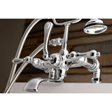 Aqua Vintage Three-Handle 2-Hole Deck Mount Clawfoot Tub Faucet with Hand Shower