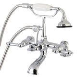 Aqua Vintage Three-Handle 2-Hole Deck Mount Clawfoot Tub Faucet with Hand Shower