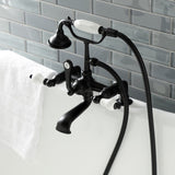 Aqua Vintage Three-Handle 2-Hole Deck Mount Clawfoot Tub Faucet with Hand Shower