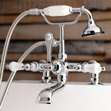 Aqua Vintage Three-Handle 2-Hole Deck Mount Clawfoot Tub Faucet with Hand Shower