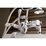 Aqua Vintage Three-Handle 2-Hole Deck Mount Clawfoot Tub Faucet with Hand Shower