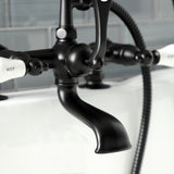 Aqua Vintage Three-Handle 2-Hole Deck-Mount Clawfoot Tub Faucet with Hand Shower