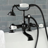 Aqua Vintage Three-Handle 2-Hole Deck-Mount Clawfoot Tub Faucet with Hand Shower