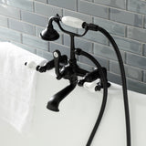 Aqua Vintage Three-Handle 2-Hole Deck-Mount Clawfoot Tub Faucet with Hand Shower