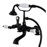 Aqua Vintage Three-Handle 2-Hole Deck-Mount Clawfoot Tub Faucet with Hand Shower