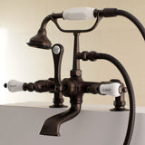 Aqua Vintage Three-Handle 2-Hole Deck-Mount Clawfoot Tub Faucet with Hand Shower