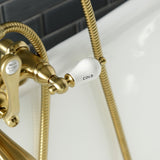 Aqua Vintage Three-Handle 2-Hole Deck-Mount Clawfoot Tub Faucet with Hand Shower