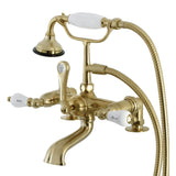 Aqua Vintage Three-Handle 2-Hole Deck Mount Clawfoot Tub Faucet with Hand Shower