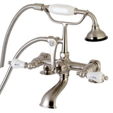 Aqua Vintage Three-Handle 2-Hole Deck Mount Clawfoot Tub Faucet with Hand Shower