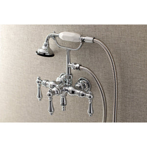 Aqua Vintage Three-Handle 2-Hole Tub Wall Mount Clawfoot Tub Faucet with Hand Shower