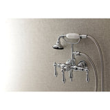 Aqua Vintage Three-Handle 2-Hole Tub Wall Mount Clawfoot Tub Faucet with Hand Shower