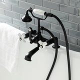 Aqua Vintage Three-Handle 2-Hole Deck Mount Clawfoot Tub Faucet with Hand Shower